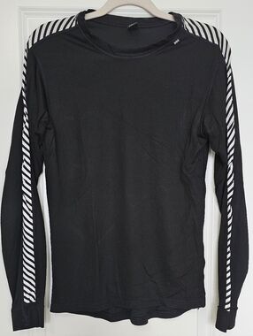 Helly Hansen Base Layer Top Women’s Medium Black Striped Performance Thermal Act